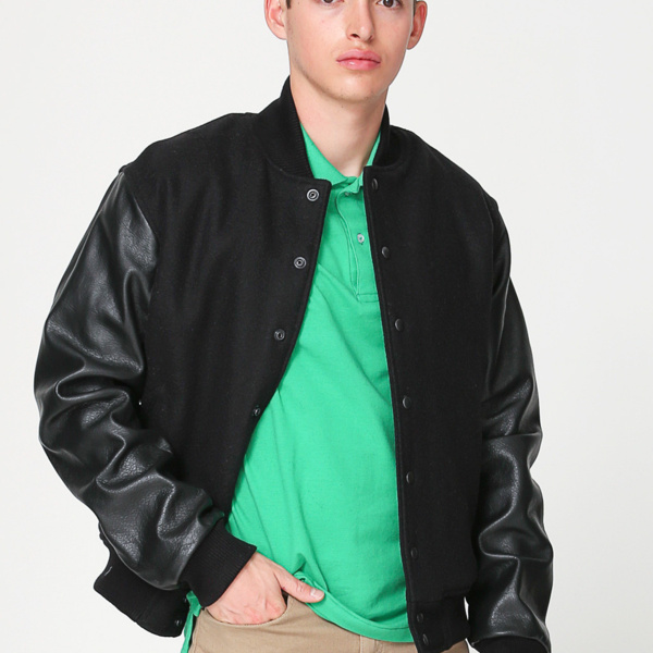 RSAWN402 Wool Club Jacket w/Leather Sleeves Thumbnail